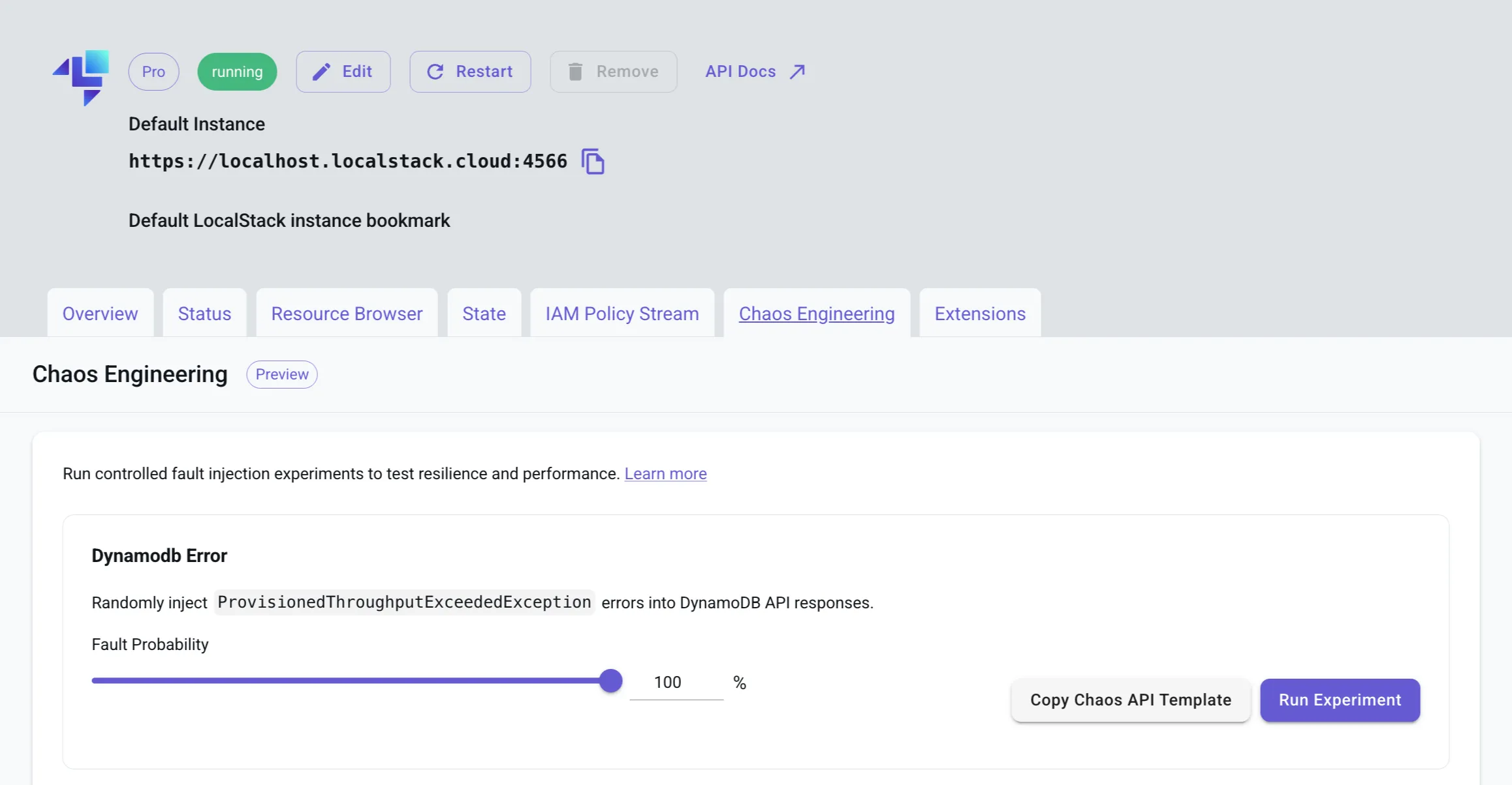 Chaos Engineering dashboard