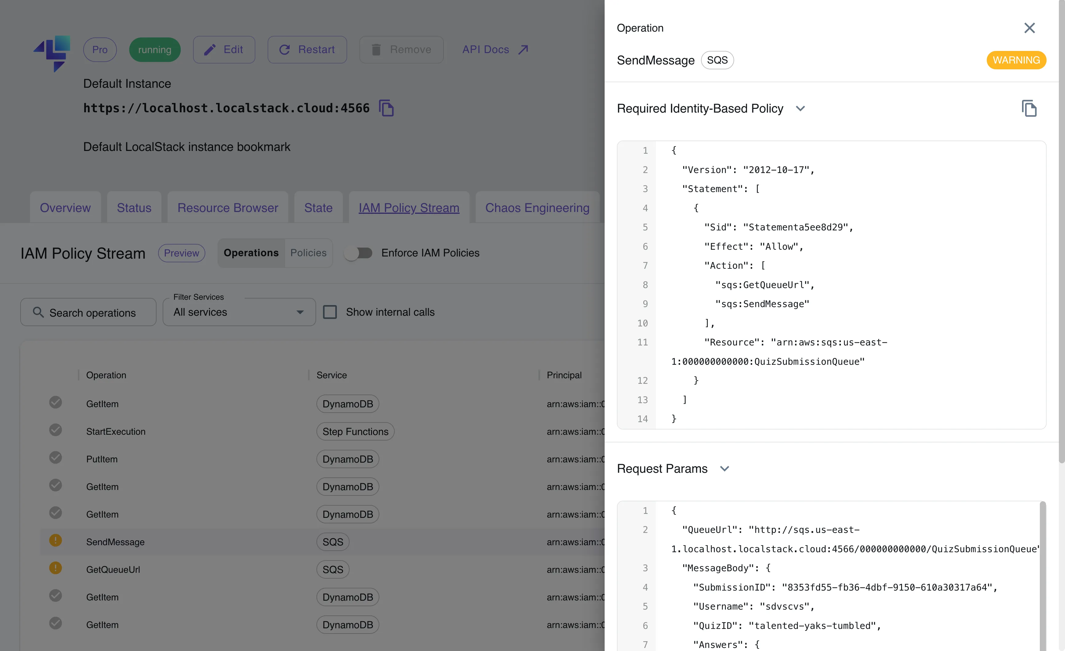 Finding the required identity-based policy for sending messages