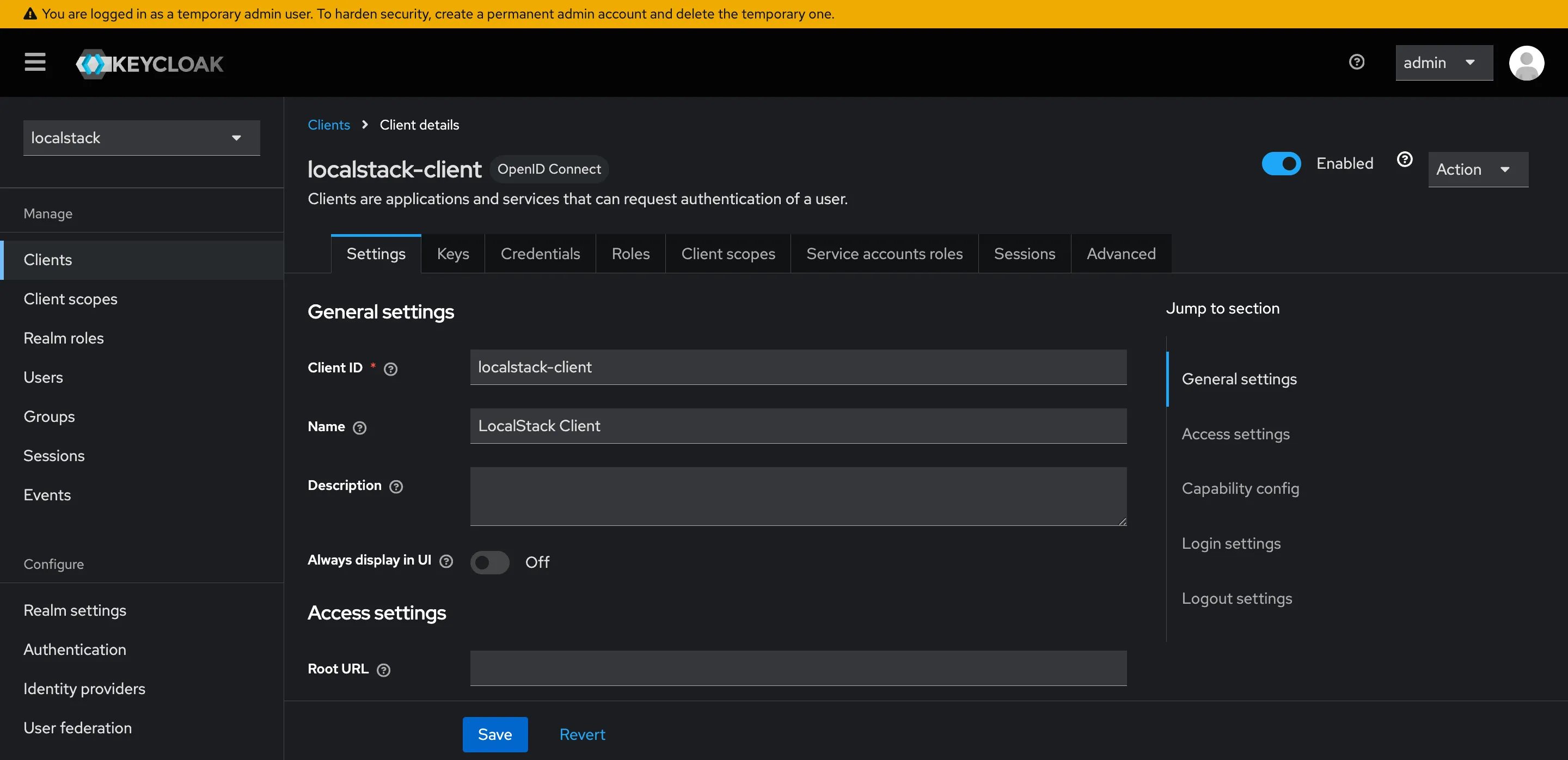 Keycloak Admin Console