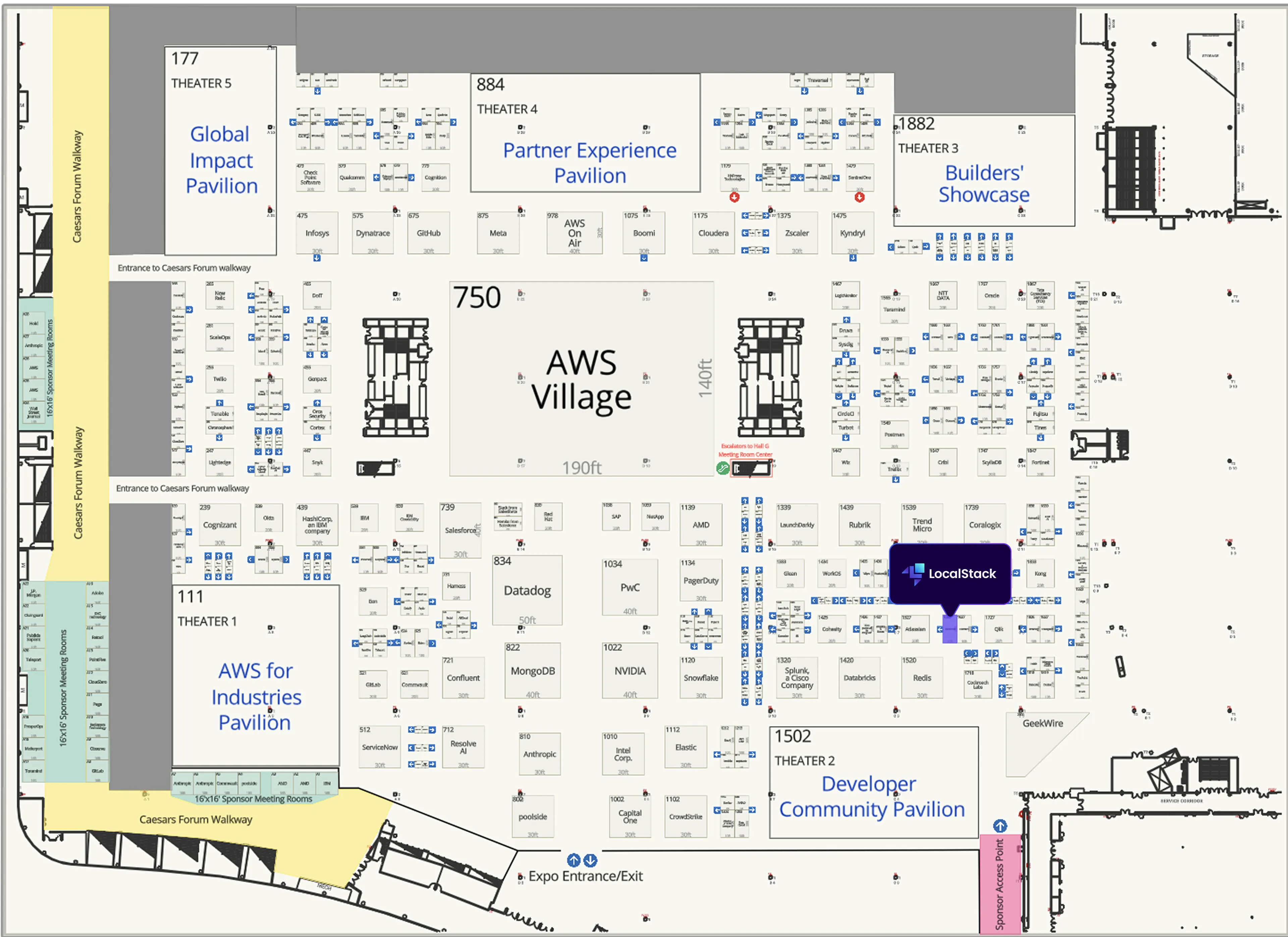 Map of LocalStack booth at re:Invent
