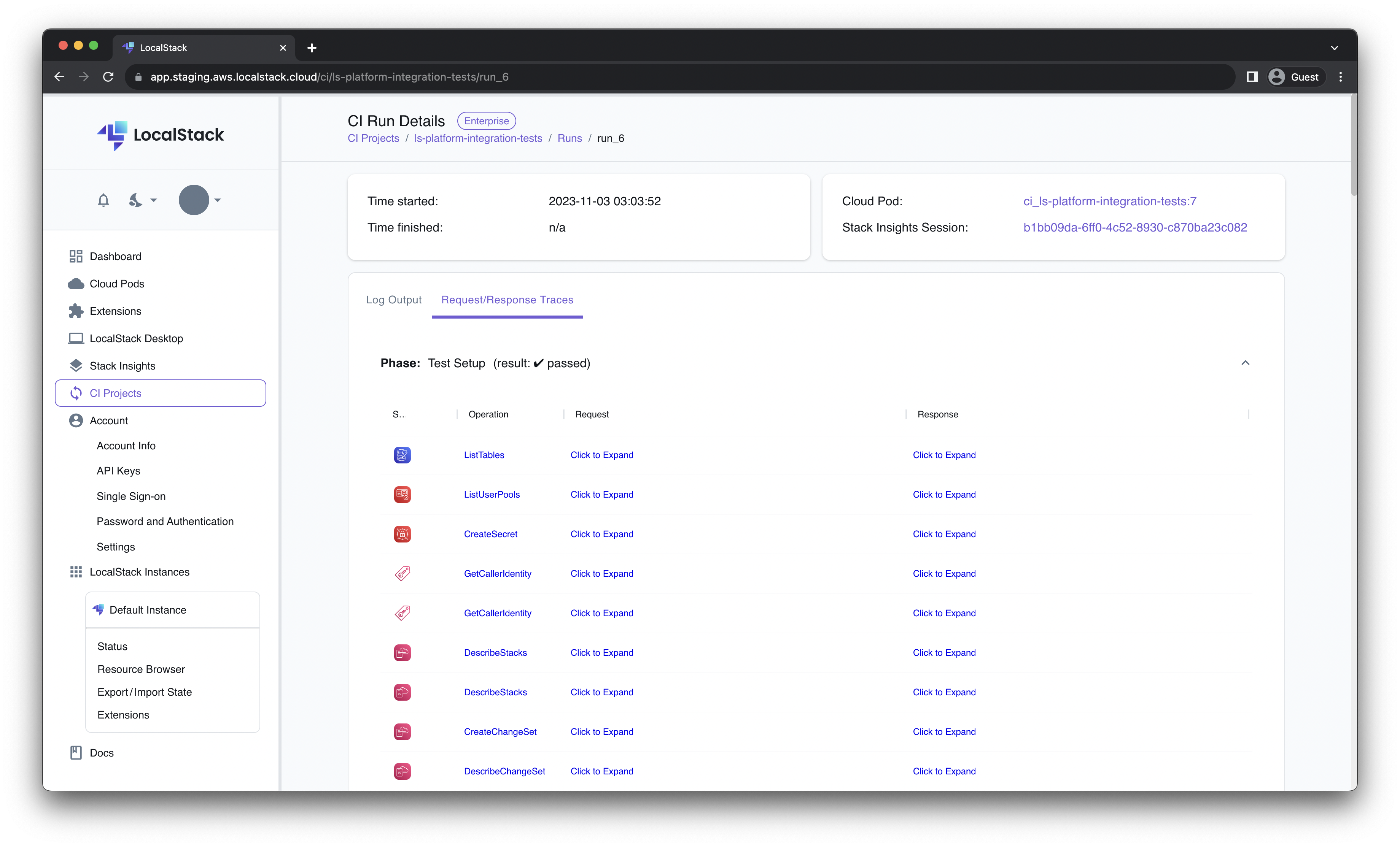 Image of LocalStack CI Analytics dashboard