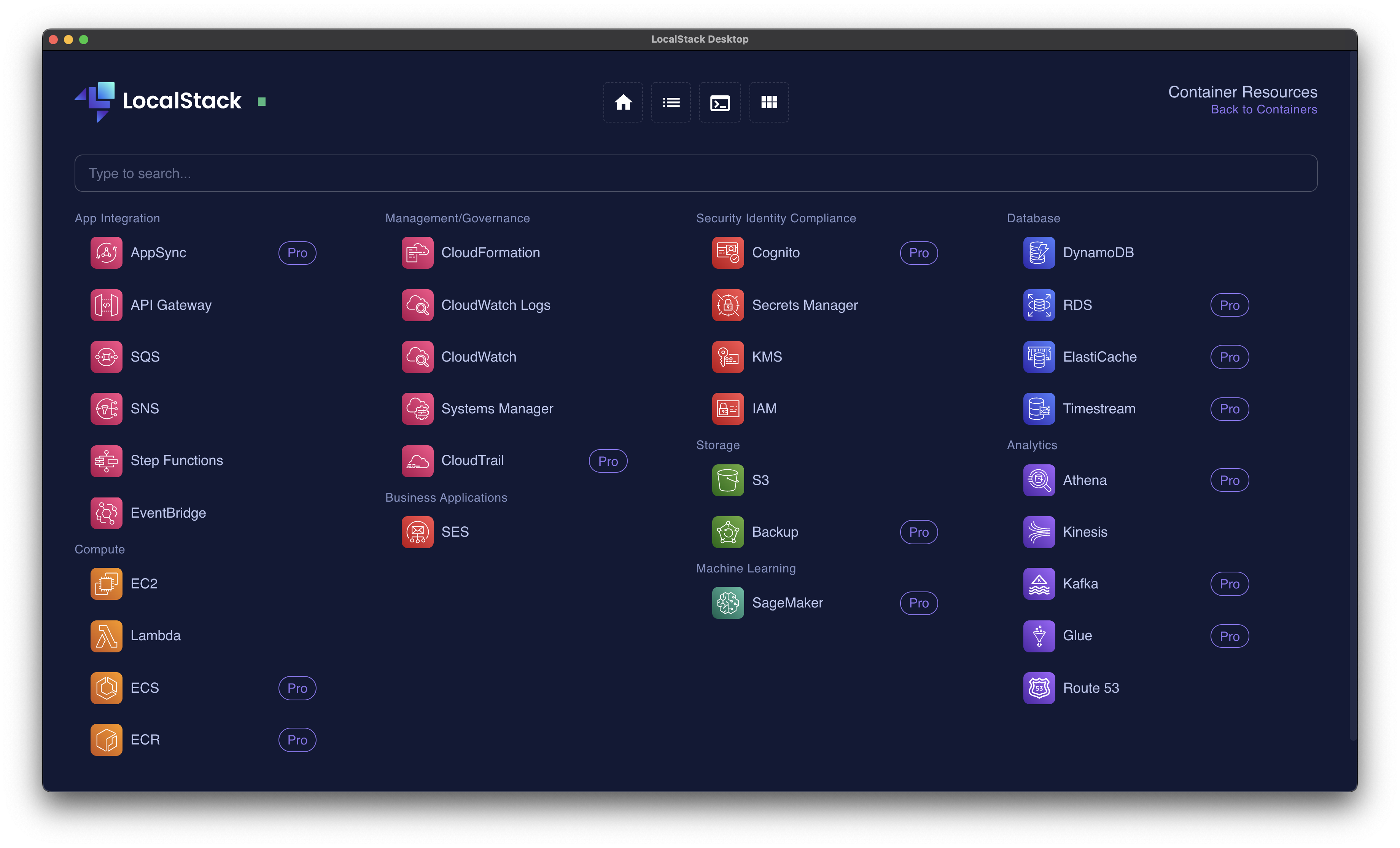 Image of LocalStack Desktop Application showcasing the local AWS Resource Browsers