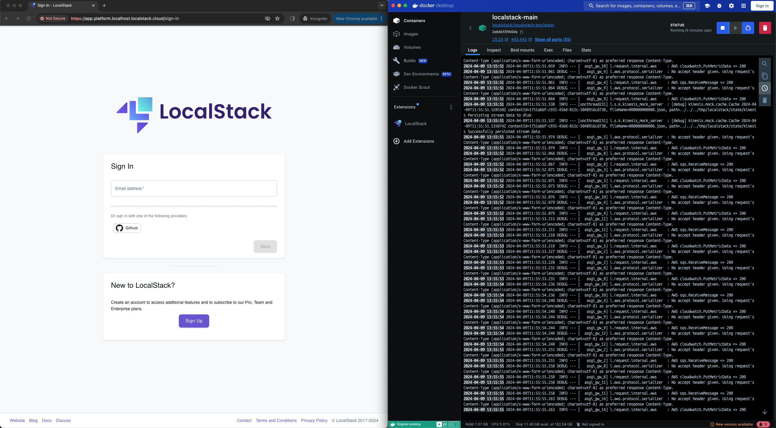 LocalStack Web App running locally