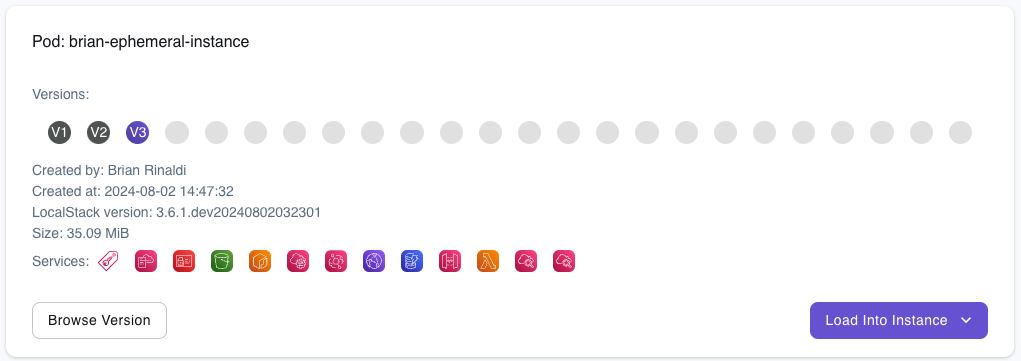 Creating an ephemeral instance from a Cloud Pod in the LocalStack web app